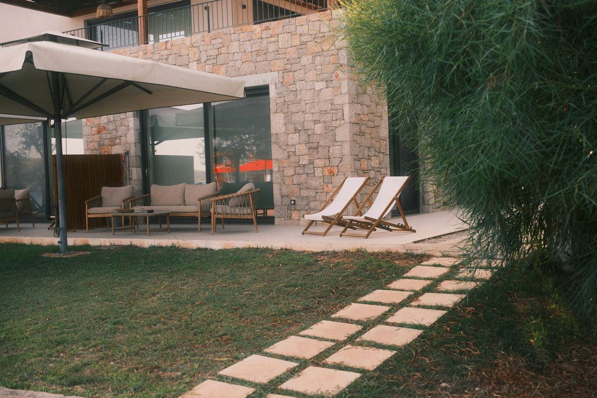 Terrace and garden of a modern house
